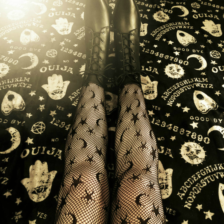 Celestial Tights + Witchy Boots + Ouija Blanket